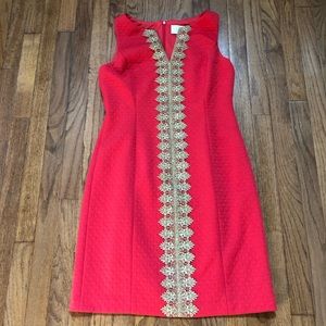 Pappagallo’s dress coral with gold super cute size 6